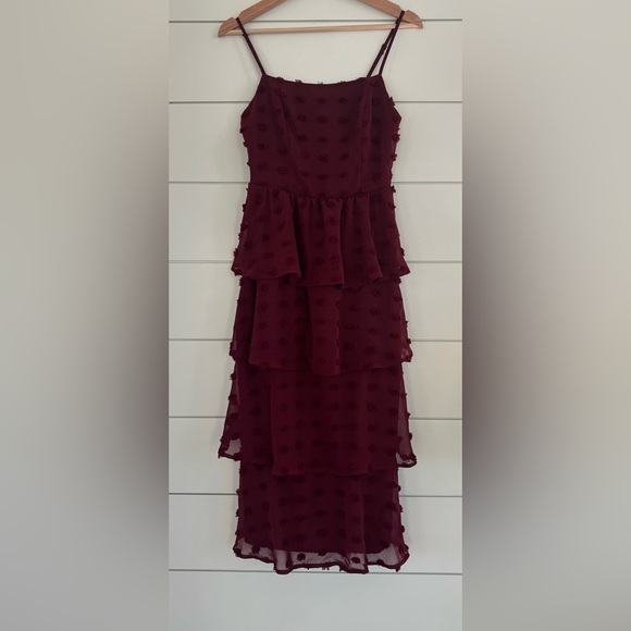 Mi Ami Danny Tiered Clip Dot Midi Dress - Picture 3 of 5